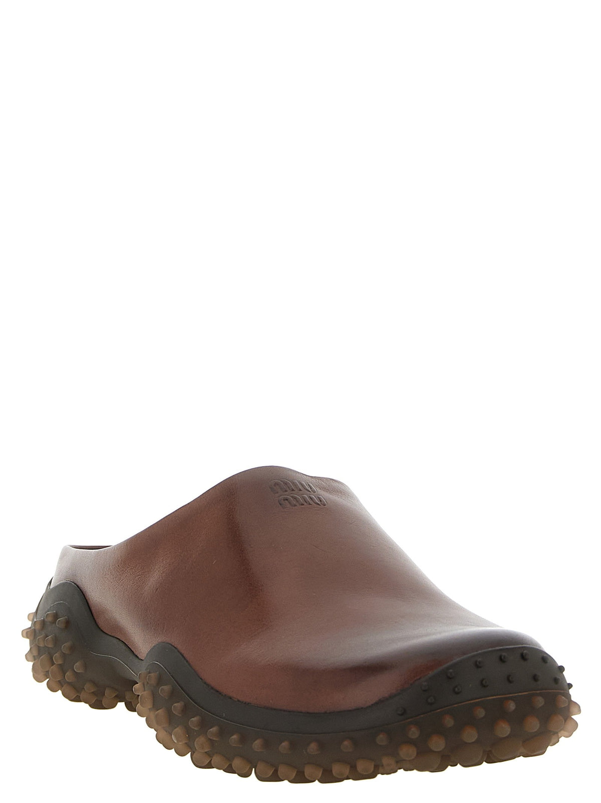 Miu Miu Women's Leather Sabots Brown, view 2