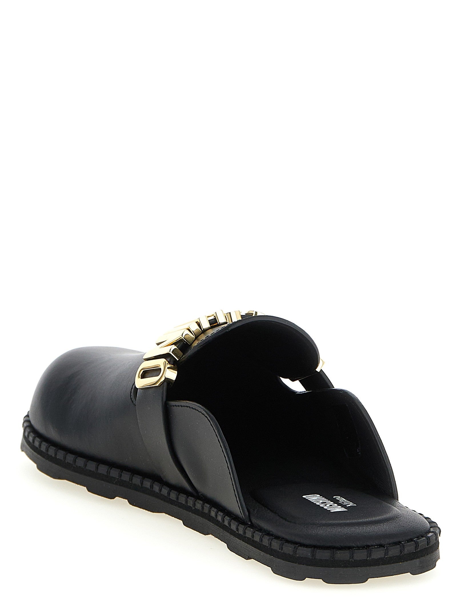 Moschino Leather Sabots Black