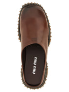 Miu Miu Women's Leather Sabots Brown, view 4