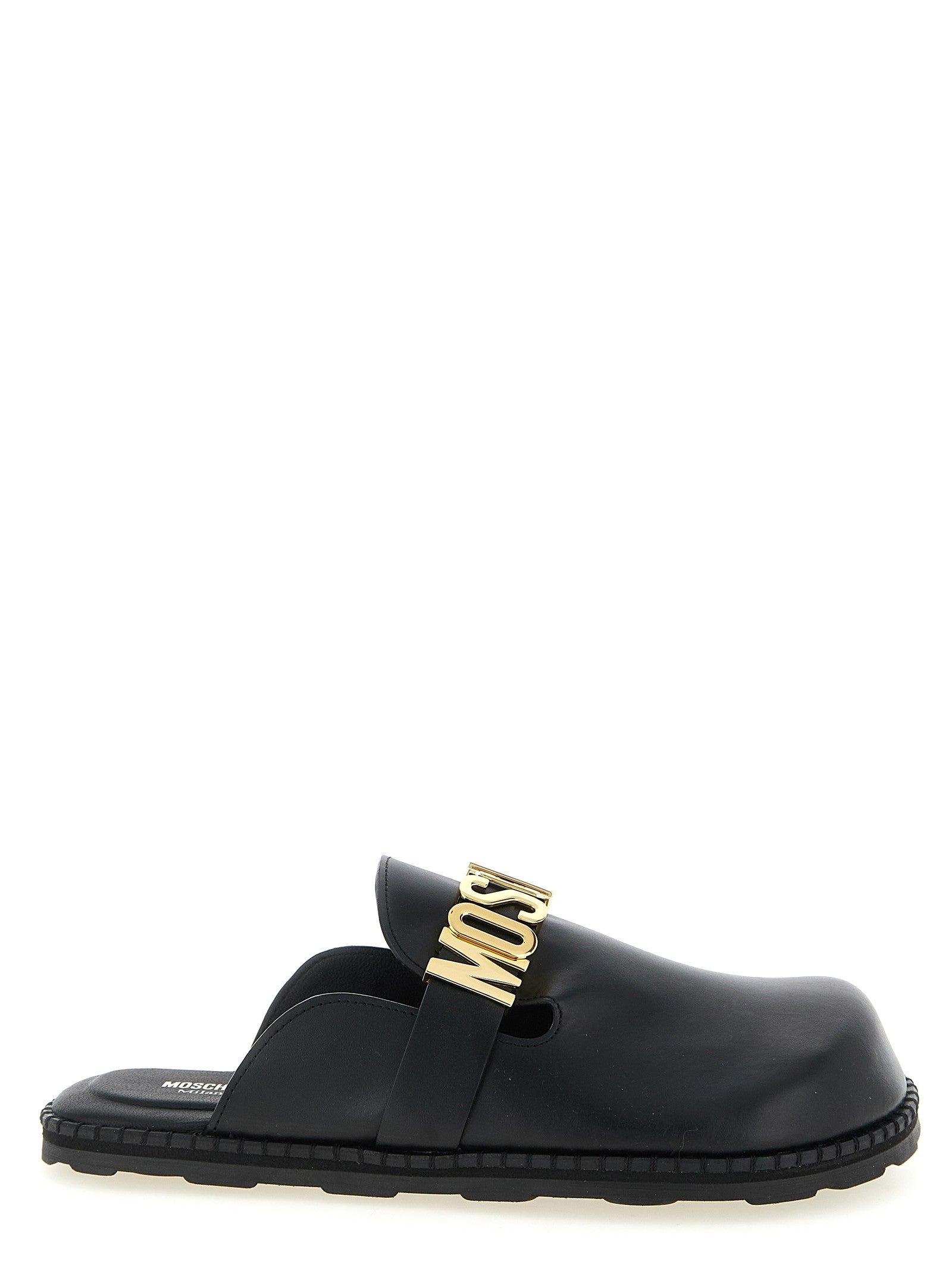 Moschino Leather Sabots Black