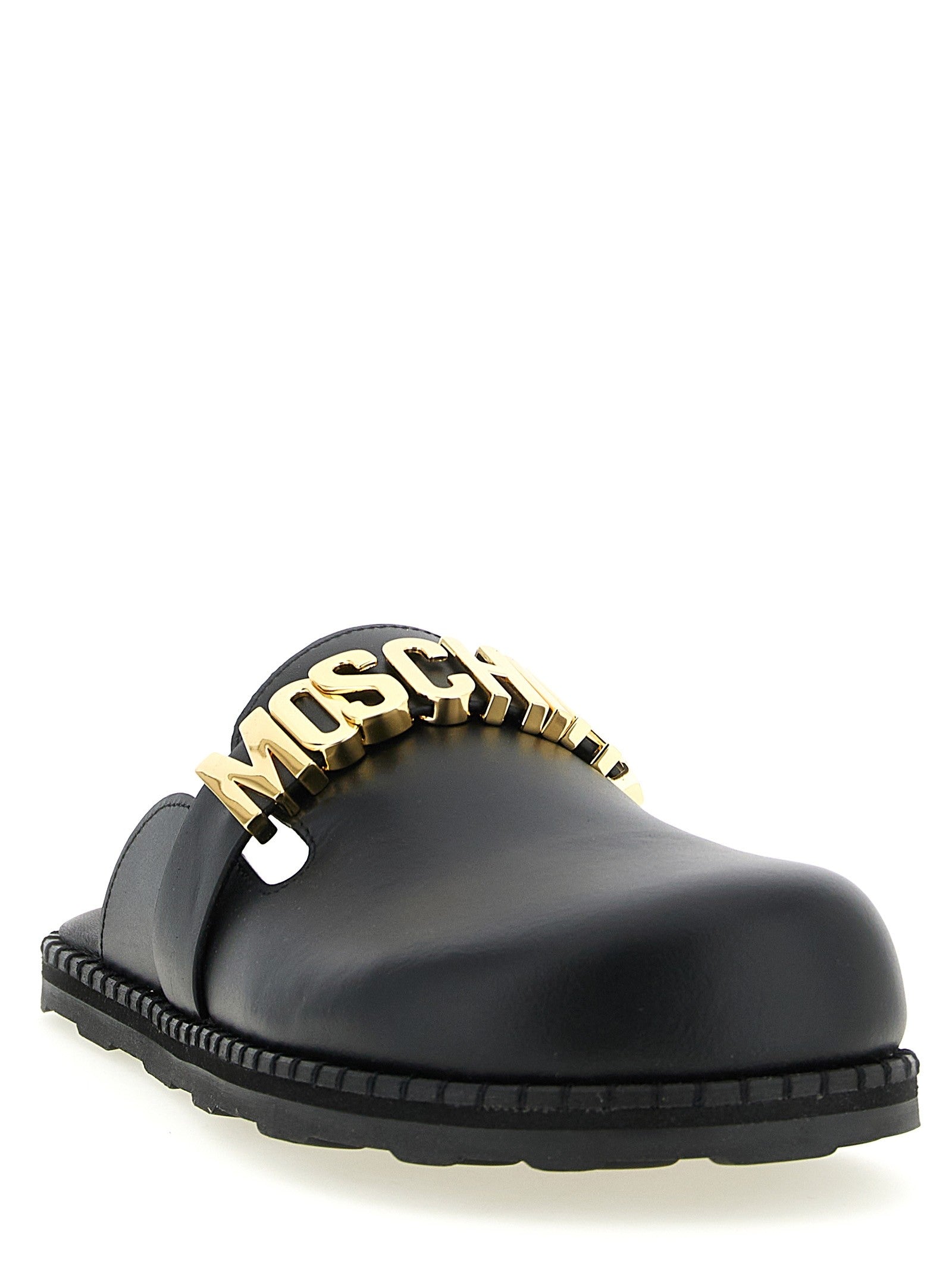 Moschino Leather Sabots Black