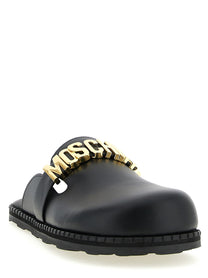 Moschino Leather Sabots Black
