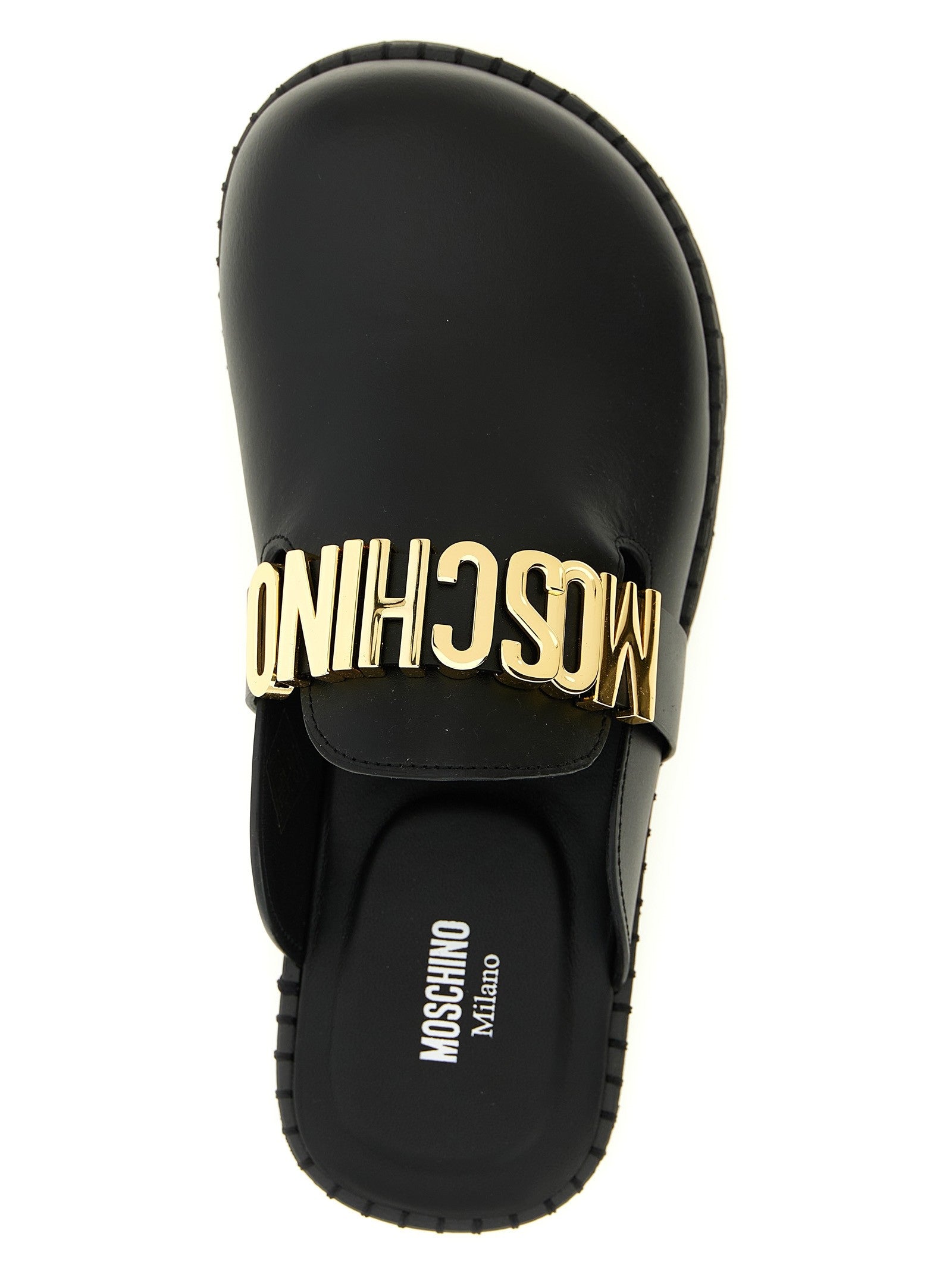 Moschino Leather Sabots Black