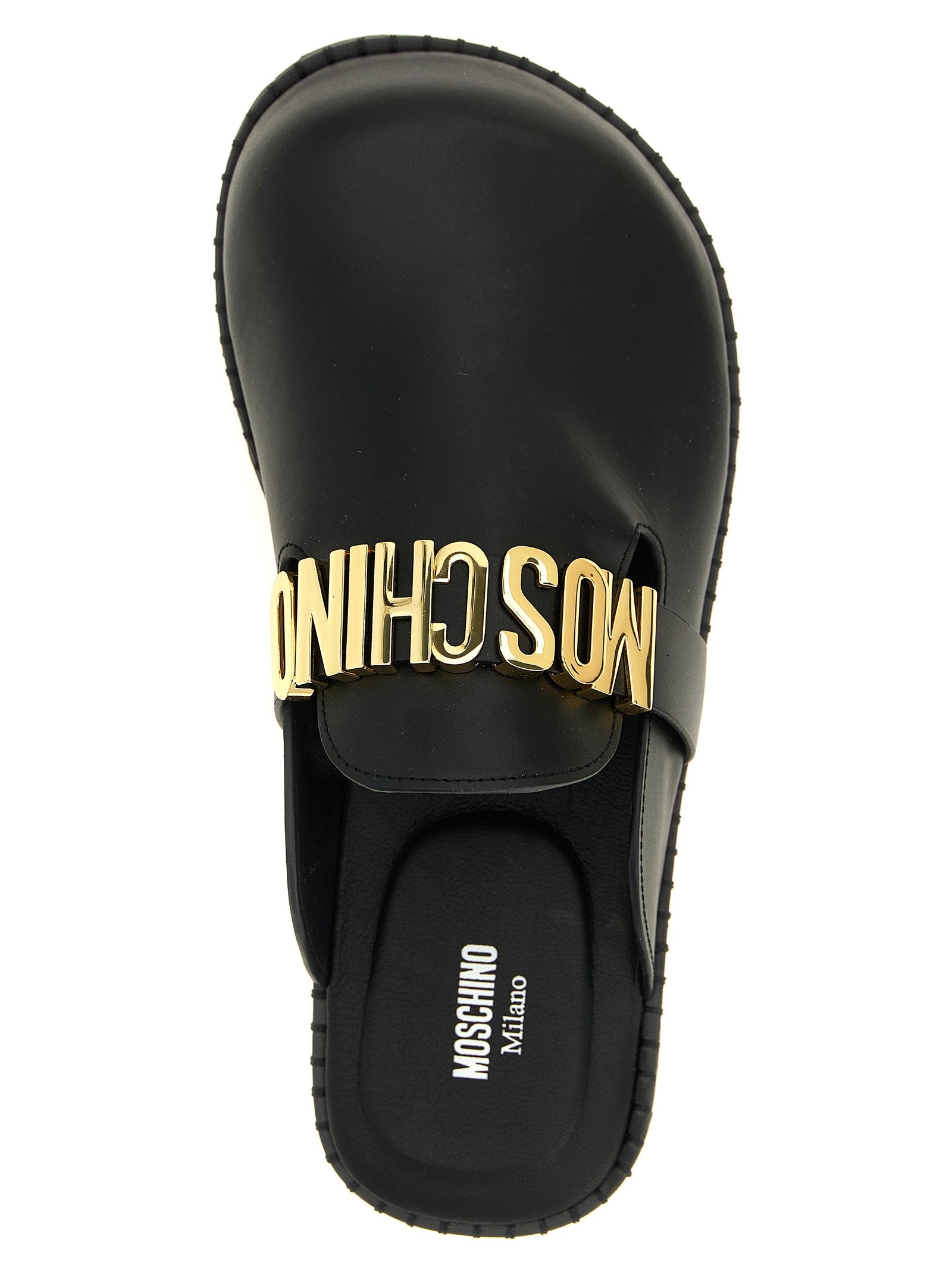 Moschino Leather Sabots Black