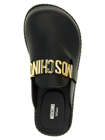 Moschino Leather Sabots Black