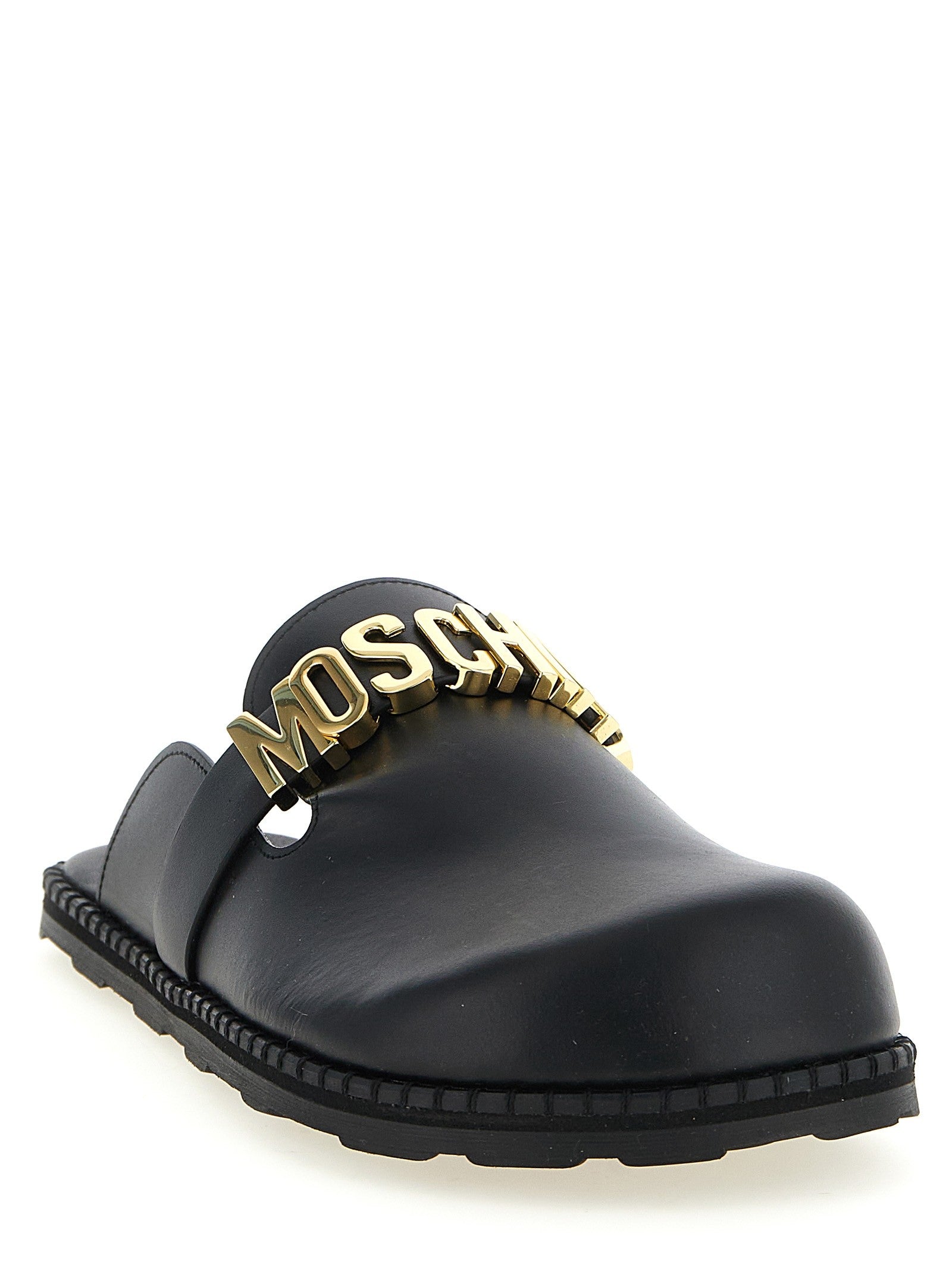 Moschino Leather Sabots Black