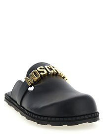 Moschino Leather Sabots Black