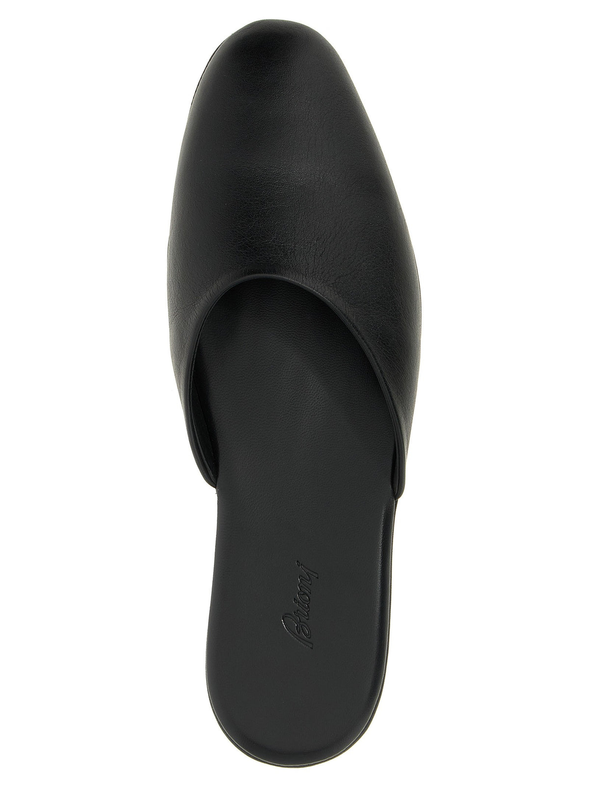 Brioni Leather Sabots Black, view 4