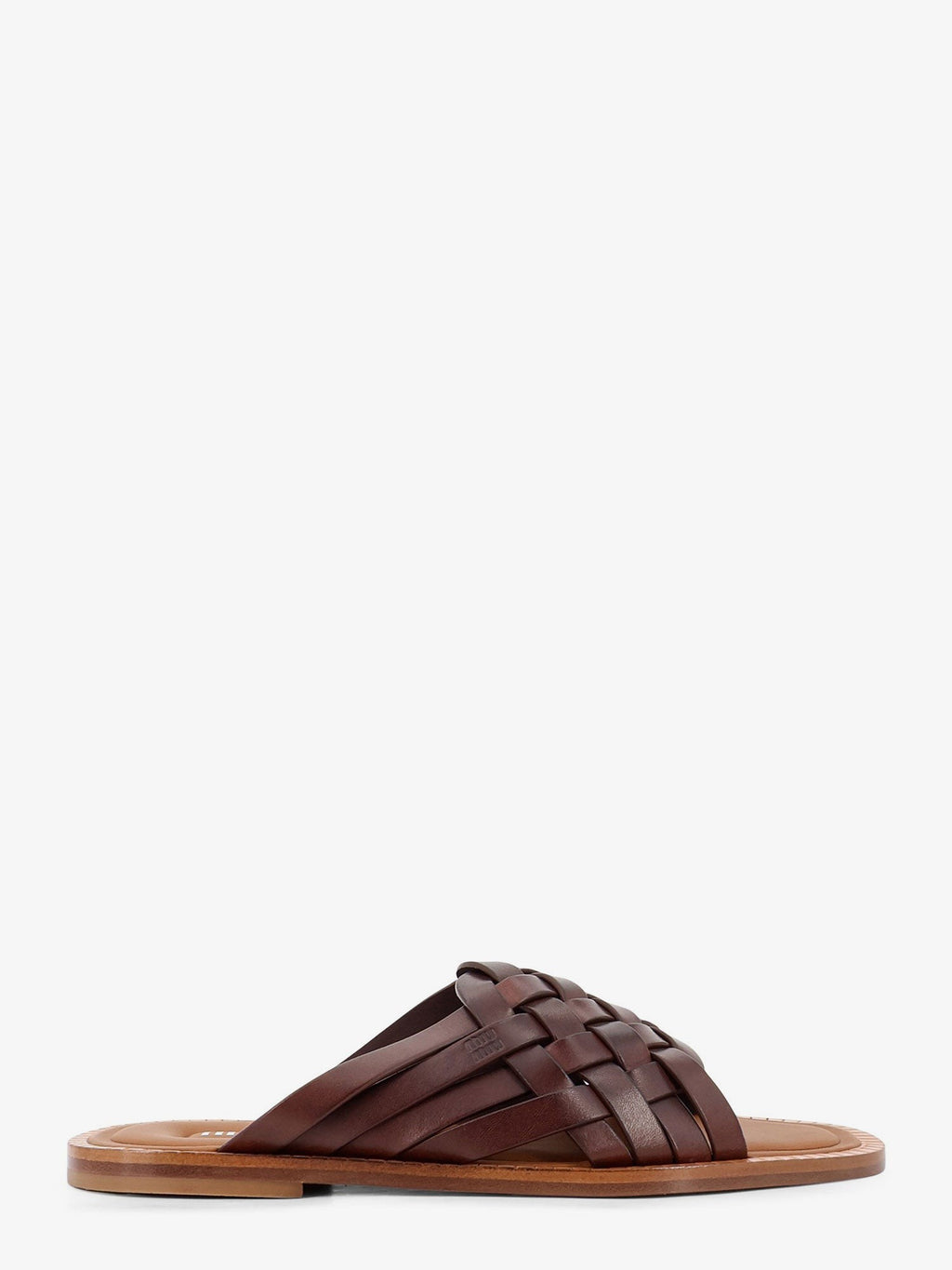 Miu Miu Women's Waxed Leather Sandals Brown