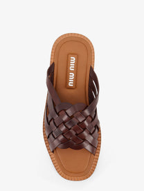 Miu Miu Women's Leather Sandals Brown