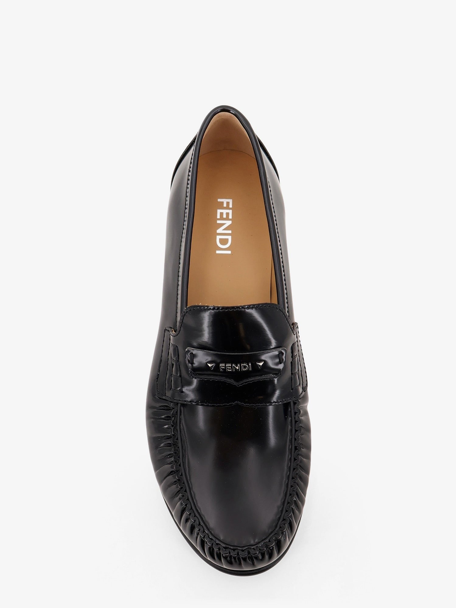 Fendi Men's Leather Scrunch Loafers Black