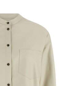 Yves Salomon Leather Shirt White