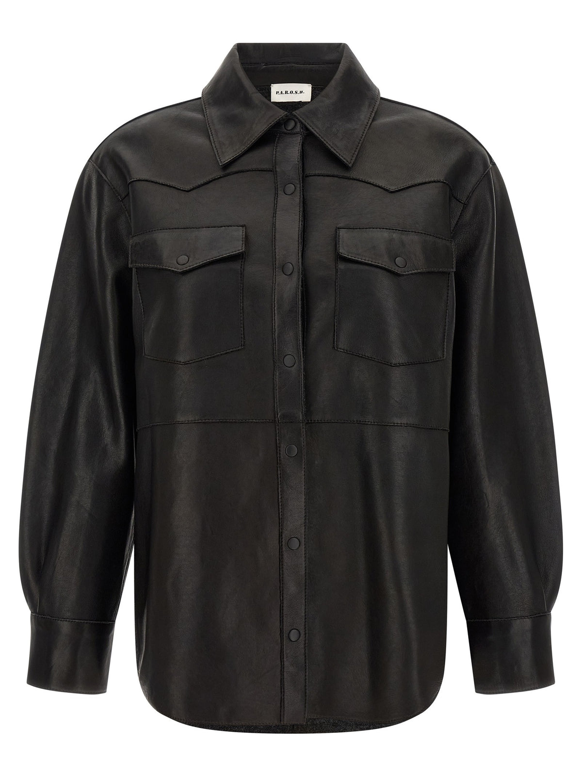 Parosh Leather Shirt Black