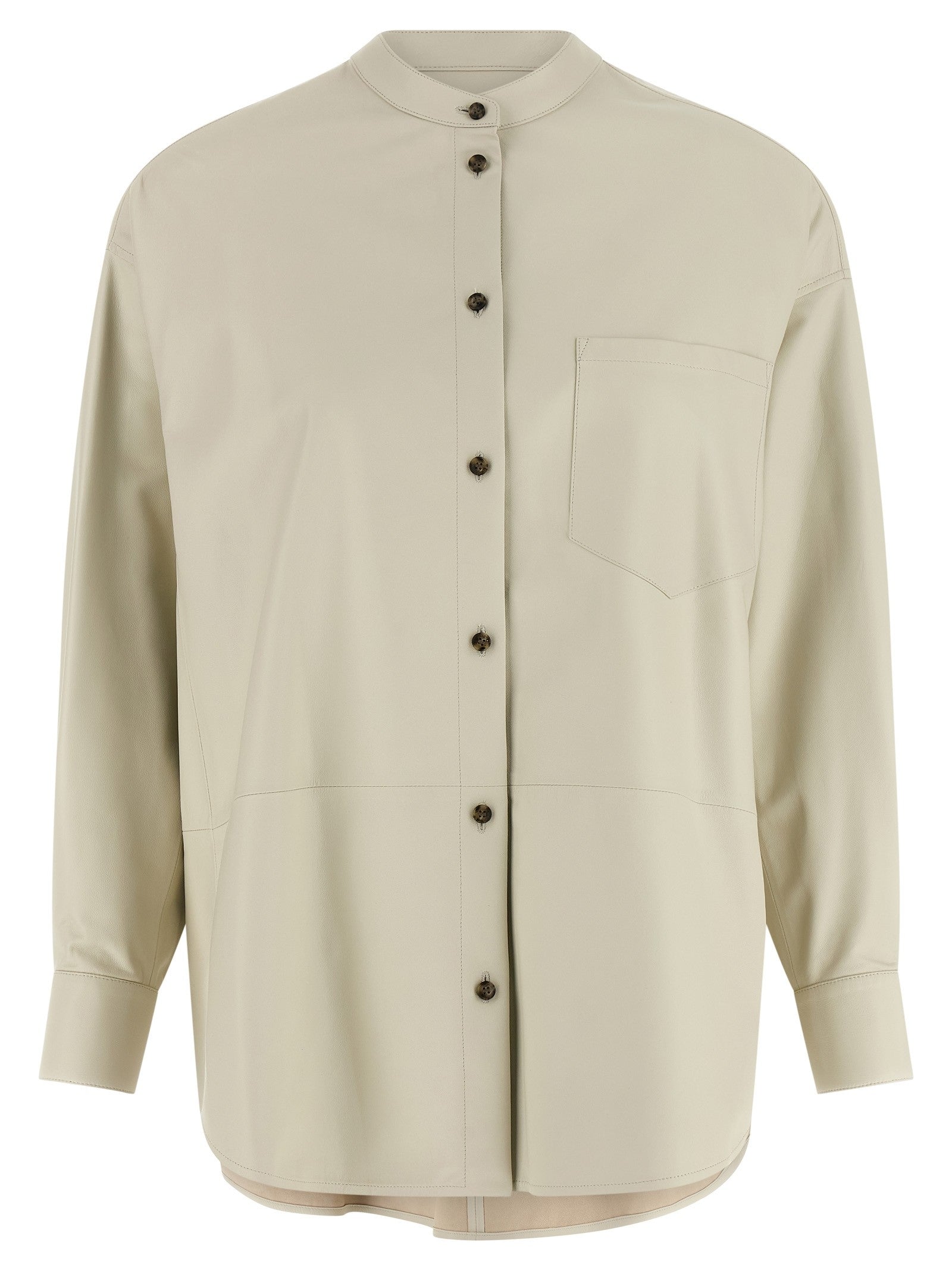 Yves Salomon Leather Shirt White