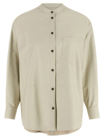 Yves Salomon Leather Shirt White