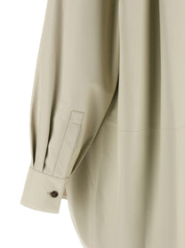 Yves Salomon Leather Shirt White
