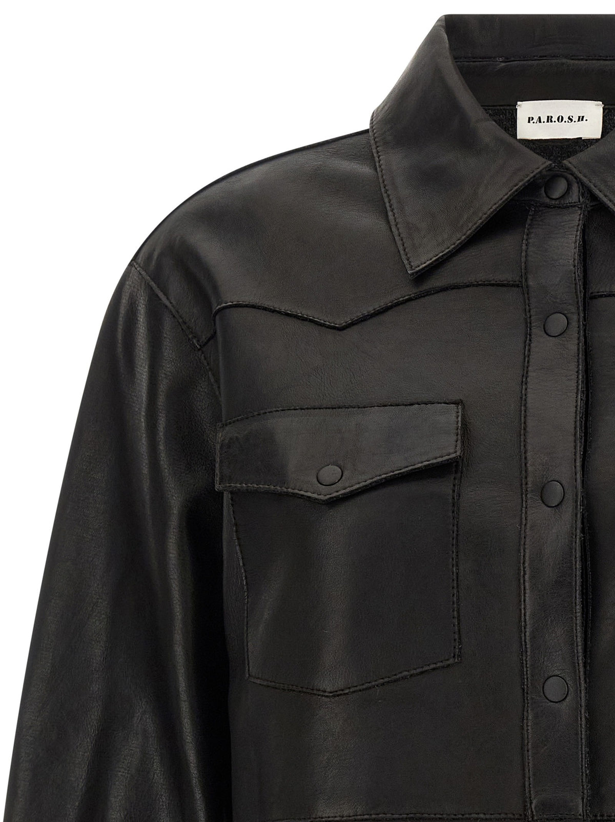 Parosh Leather Shirt Black