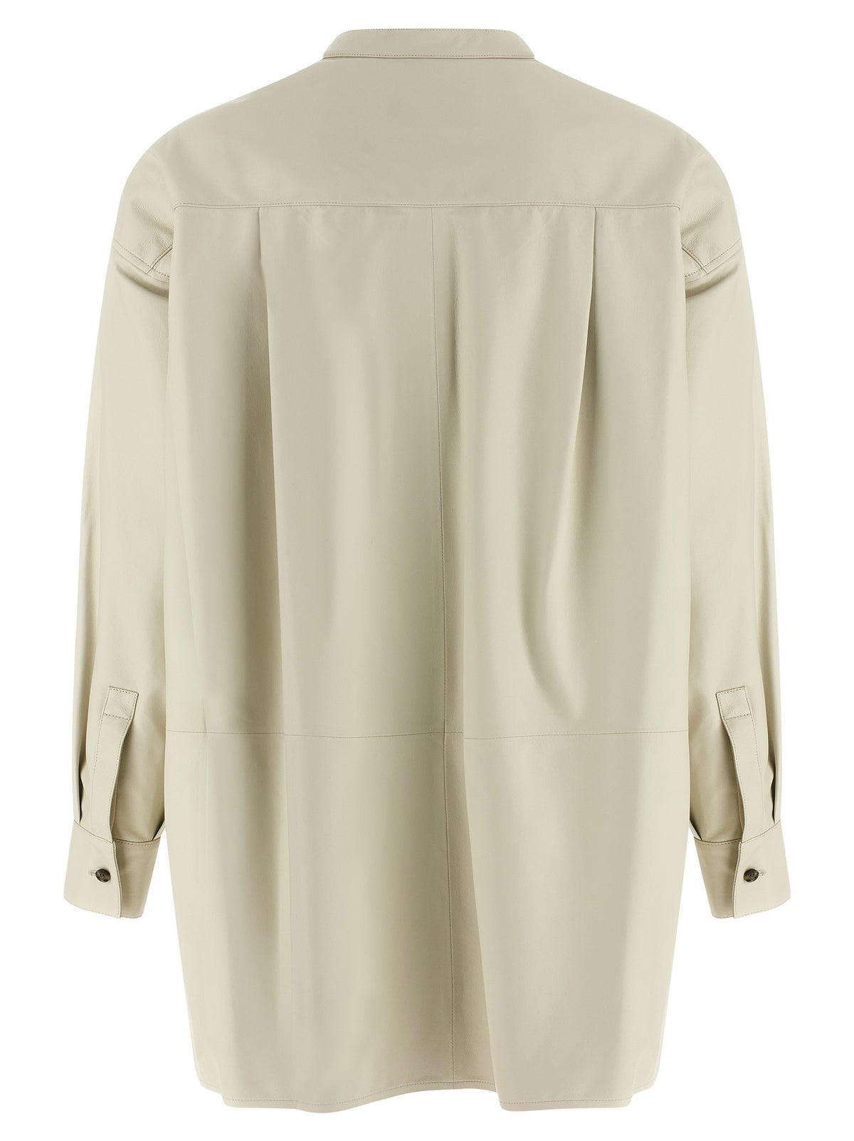 Yves Salomon Leather Shirt White