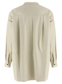Yves Salomon Leather Shirt White