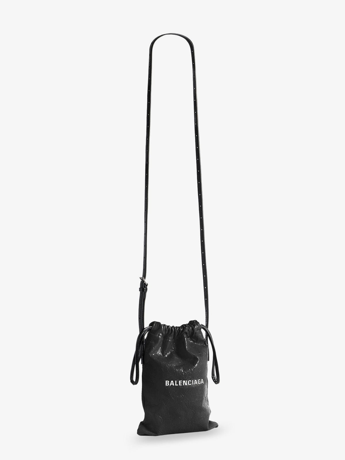 Balenciaga Men's Leather Shopper Phone Holder Black