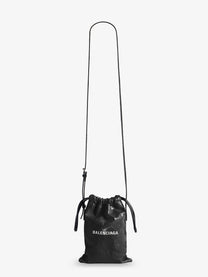 Balenciaga Men's Leather Shopper Phone Holder Black