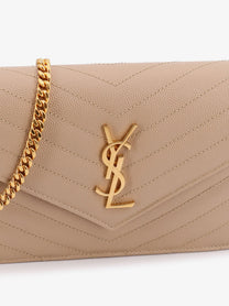 Saint Laurent Women's Leather Shoulder Bag Beige