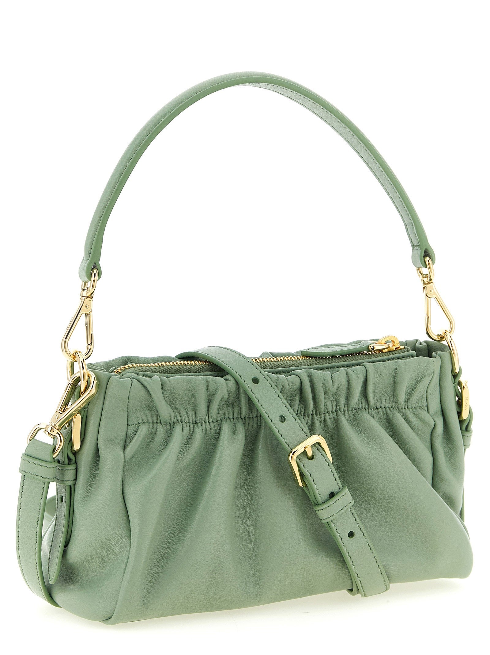 PRADA Leather Shoulder Bag Green