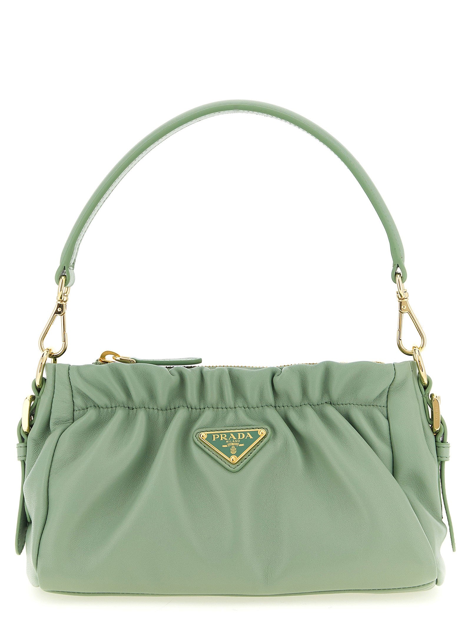 PRADA Leather Shoulder Bag Green