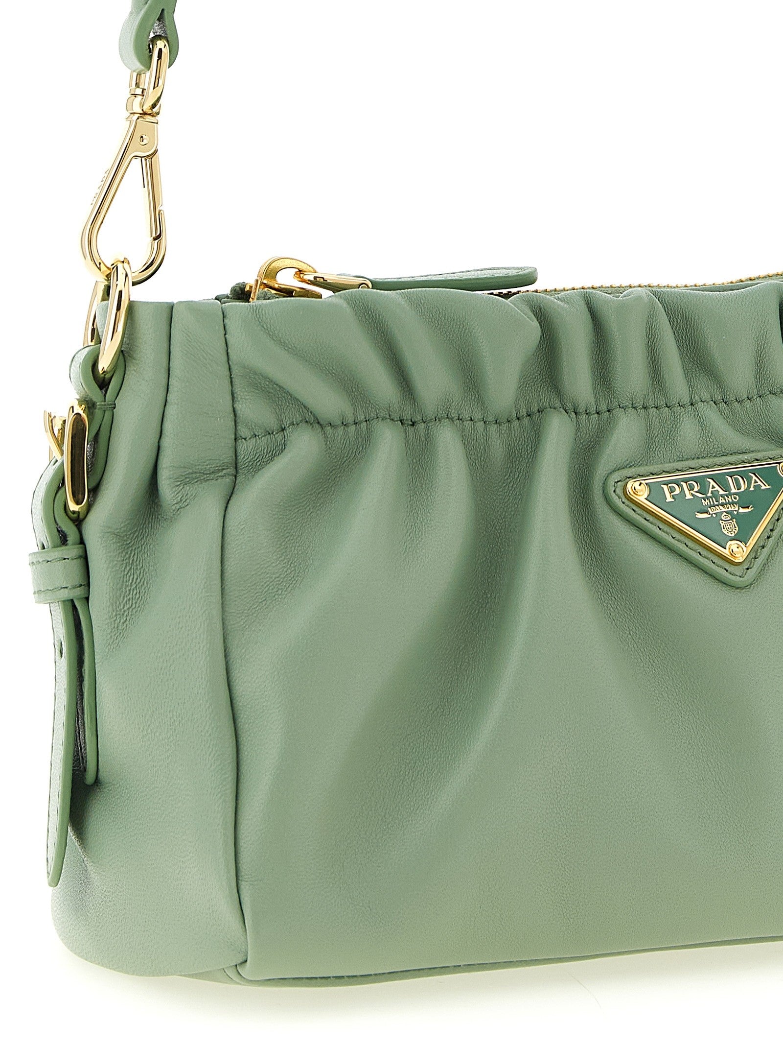 PRADA Leather Shoulder Bag Green