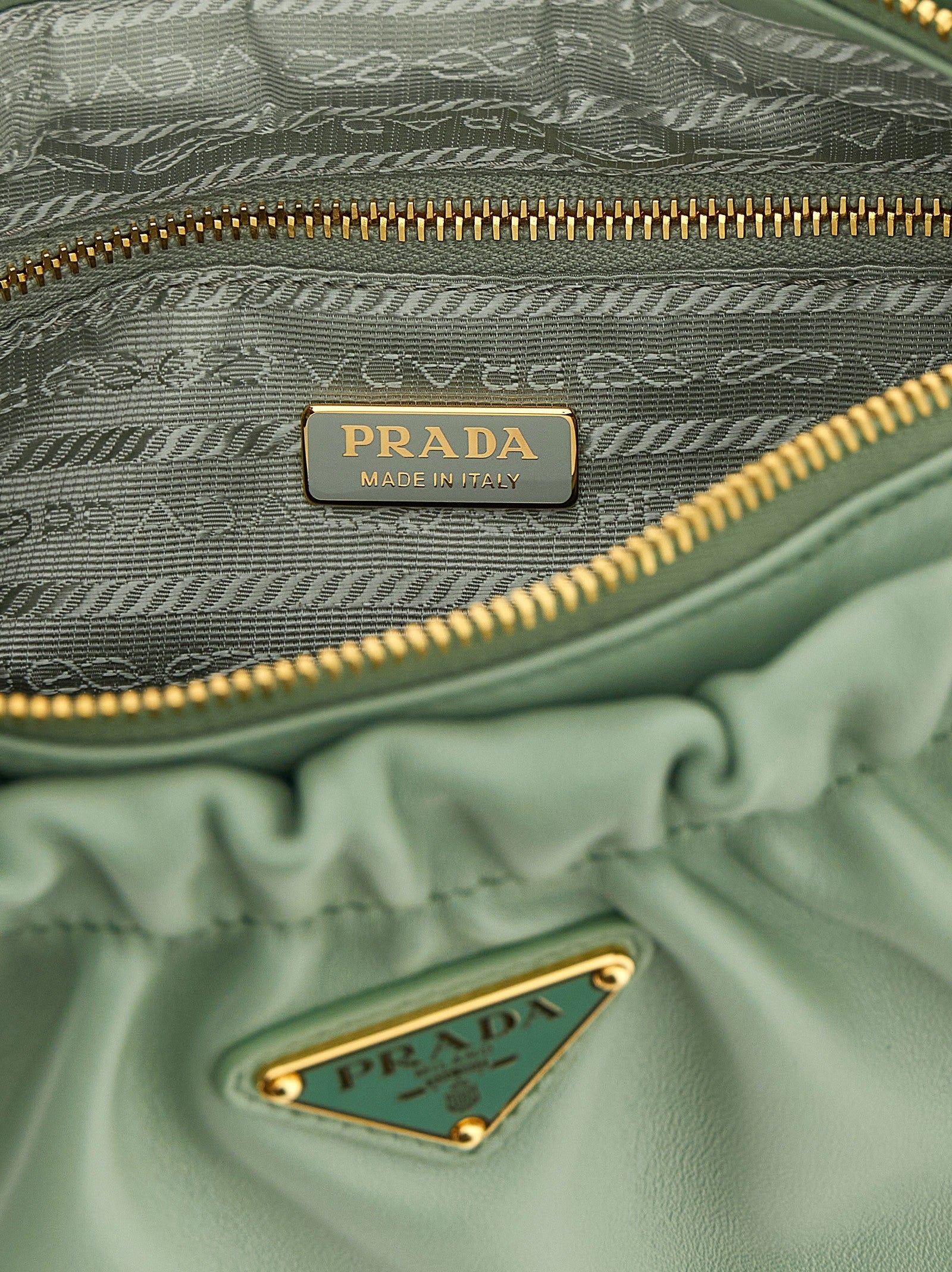 PRADA Leather Shoulder Bag Green