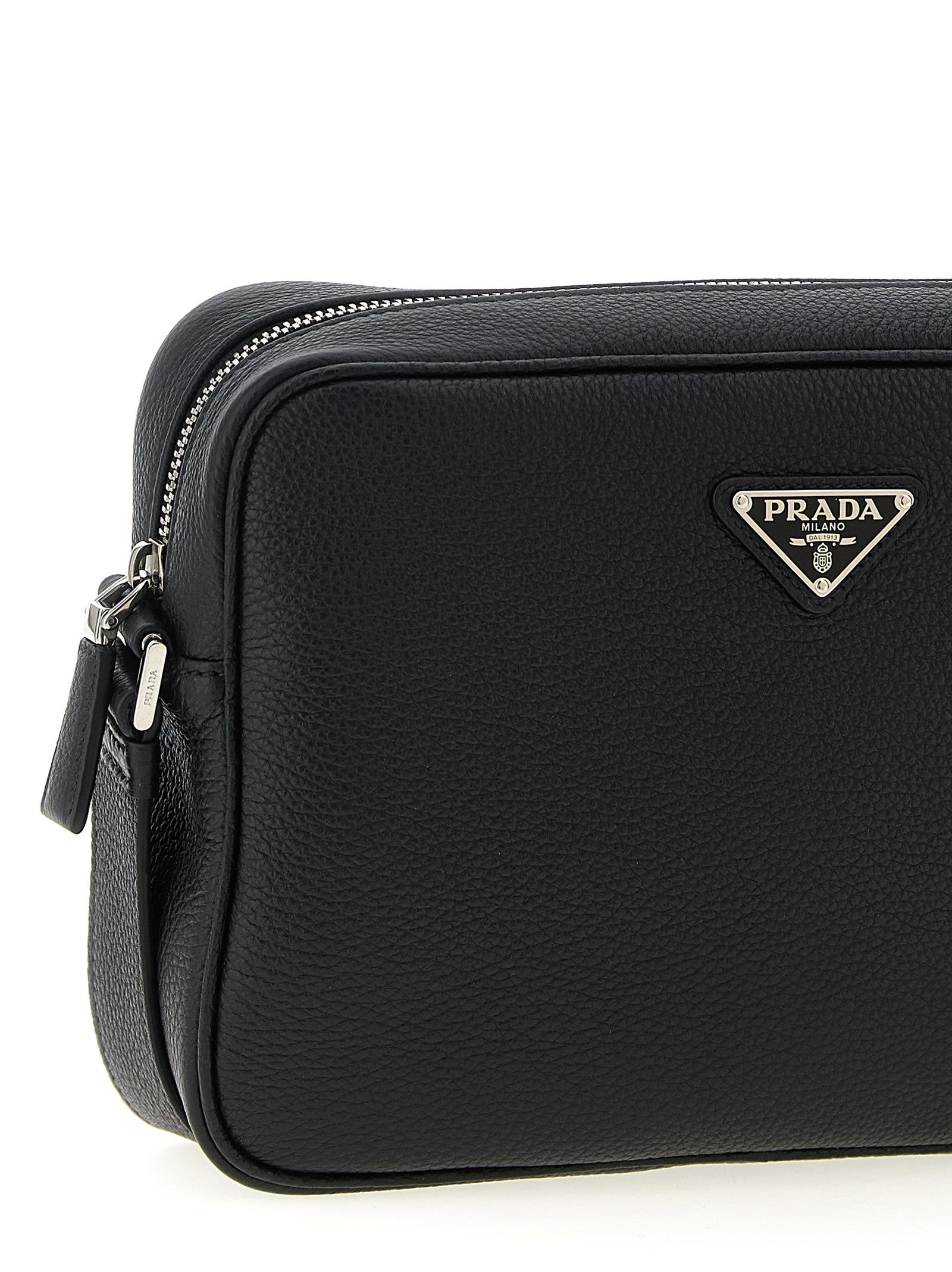 PRADA Leather Shoulder Strap Black