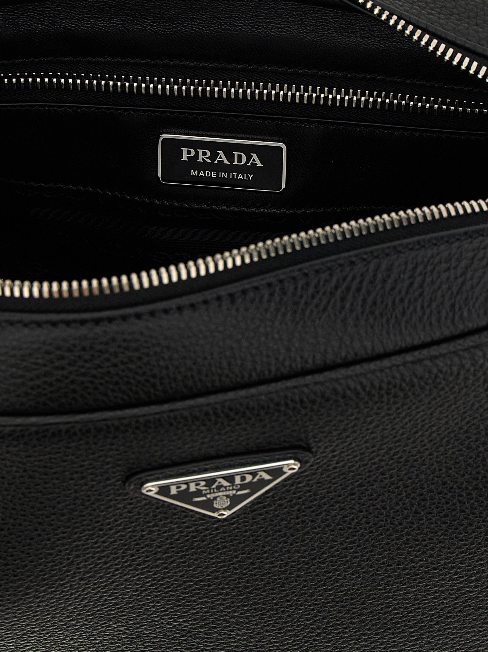 PRADA Leather Shoulder Strap Black