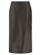 Alberta Ferretti Leather Skirt Brown
