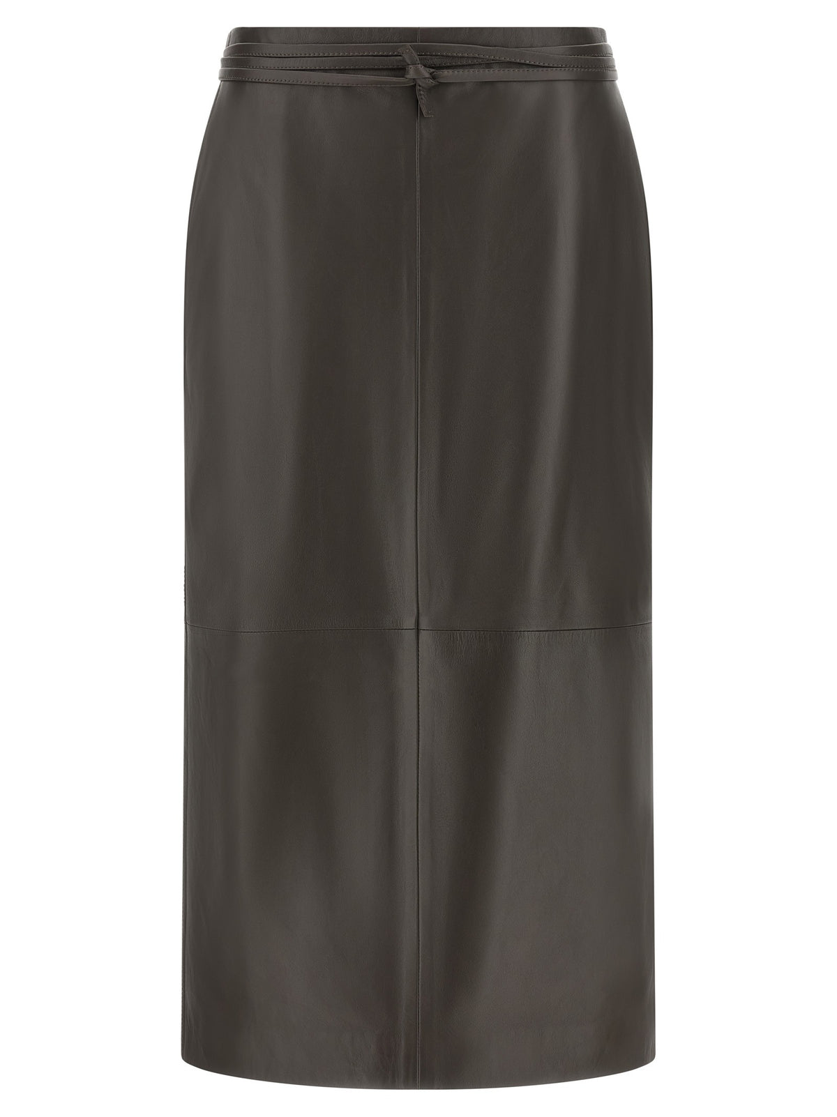 Alberta Ferretti Leather Skirt Brown