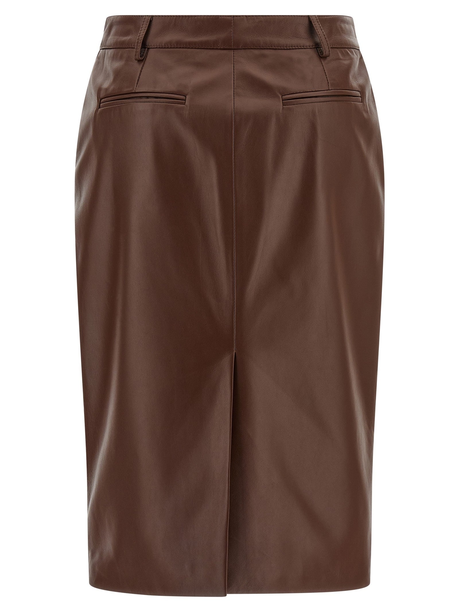 Giuseppe Di Morabito Leather Skirt Brown