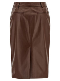 Giuseppe Di Morabito Leather Skirt Brown