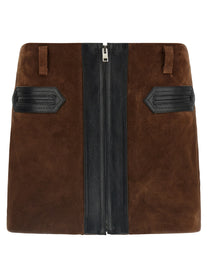 Marni Leather Skirt Brown