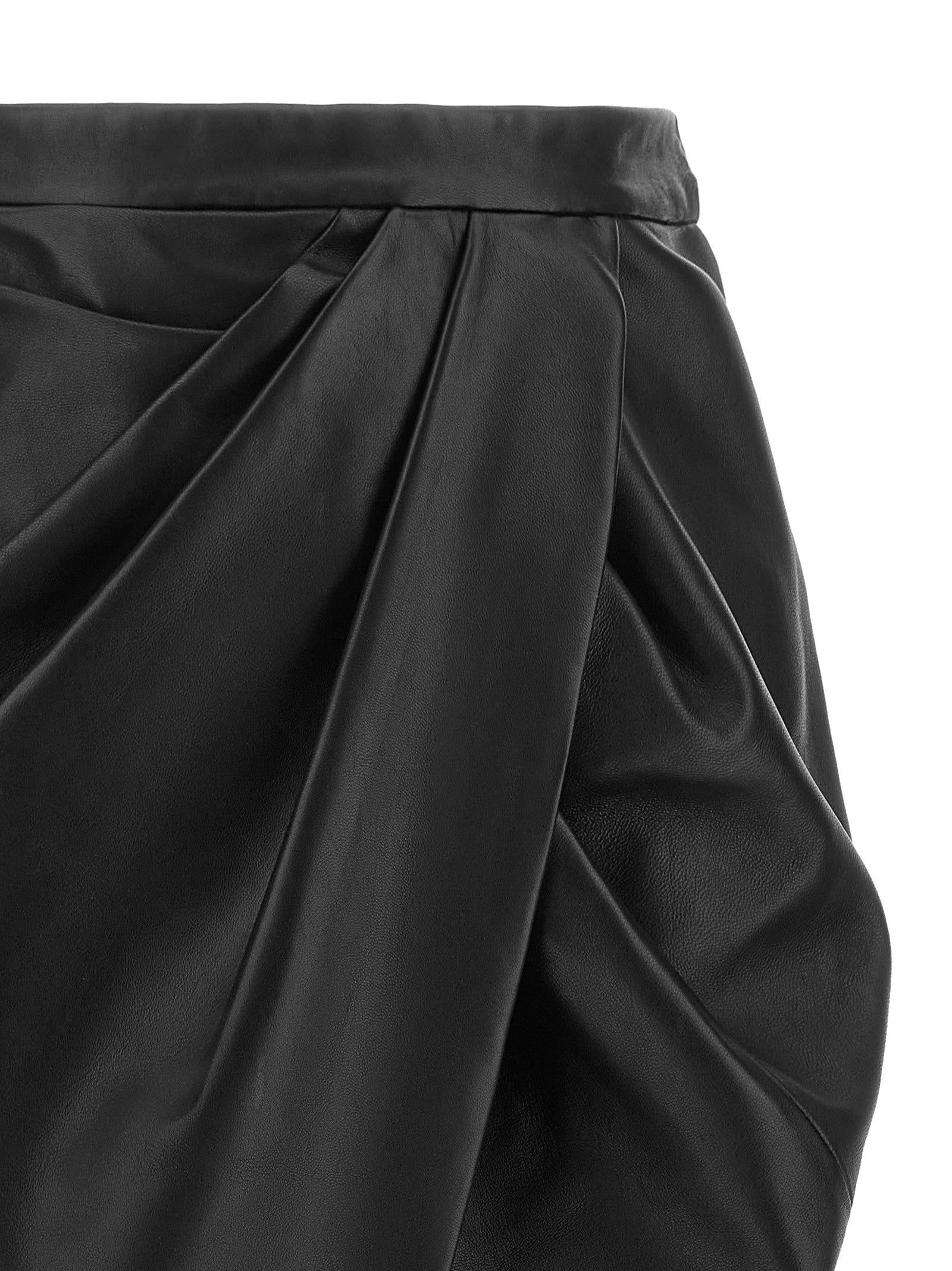 Balmain Leather Skirt Black