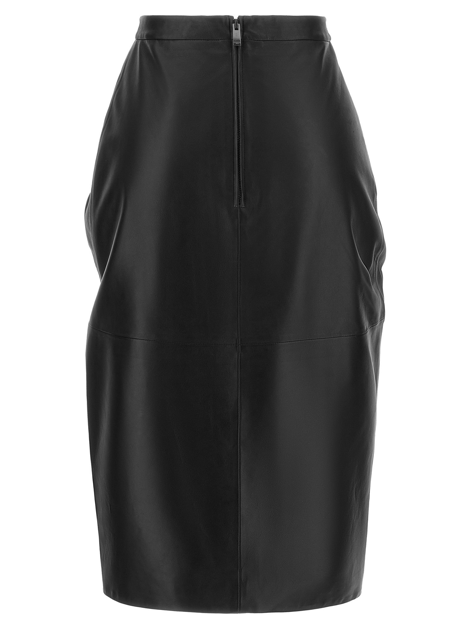 Balmain Leather Skirt Black