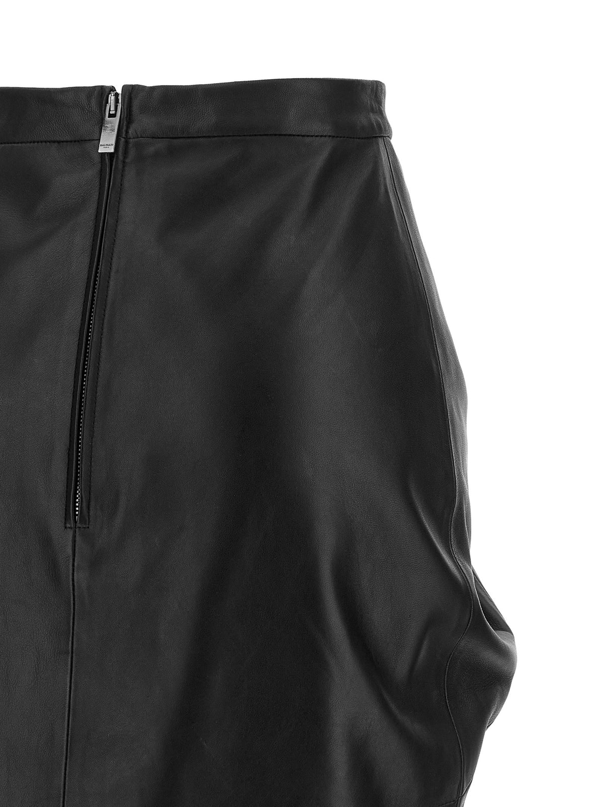 Balmain Leather Skirt Black