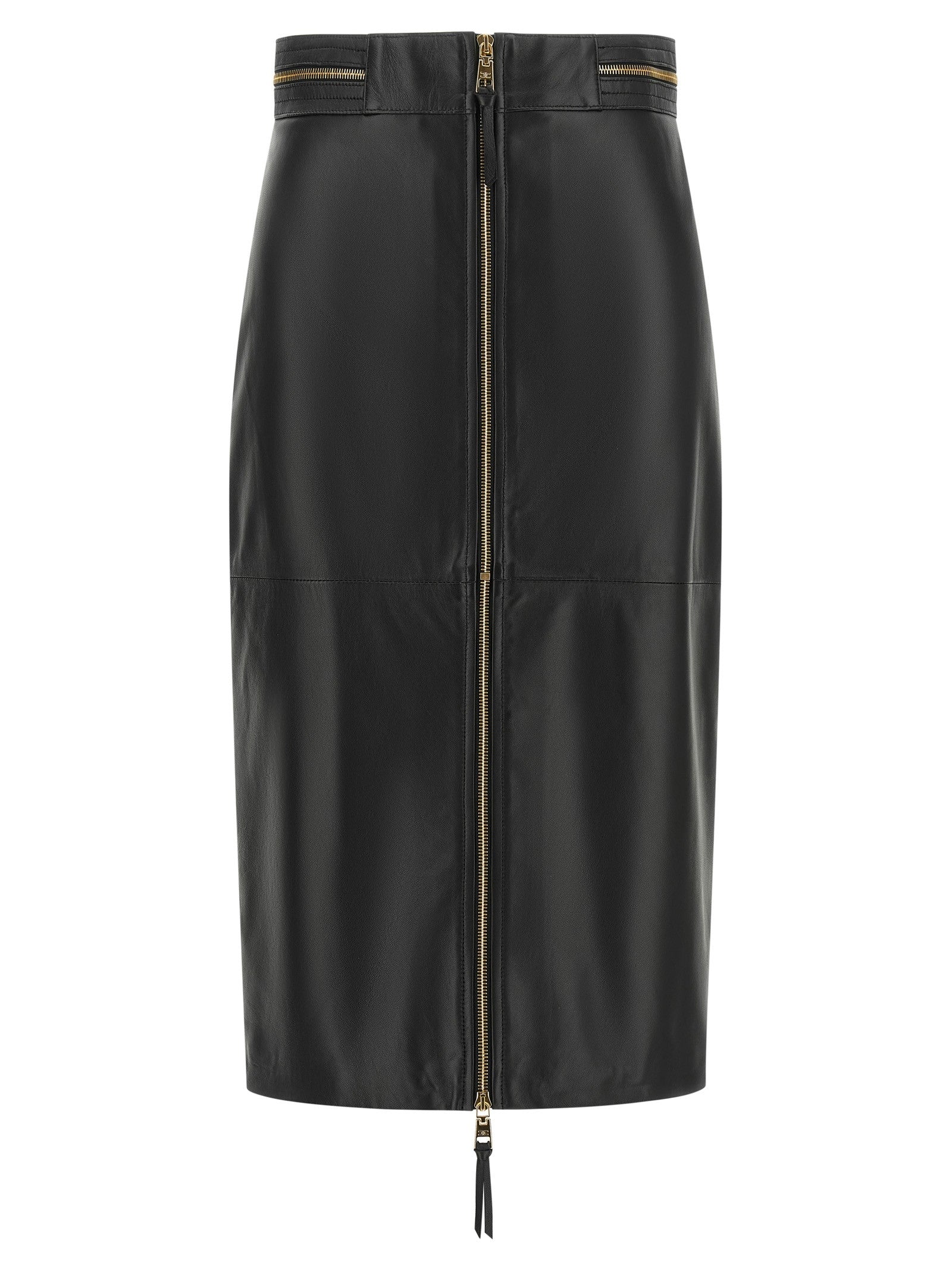 Elisabetta Franchi Leather Skirt Black
