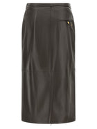 Alberta Ferretti Leather Skirt Brown