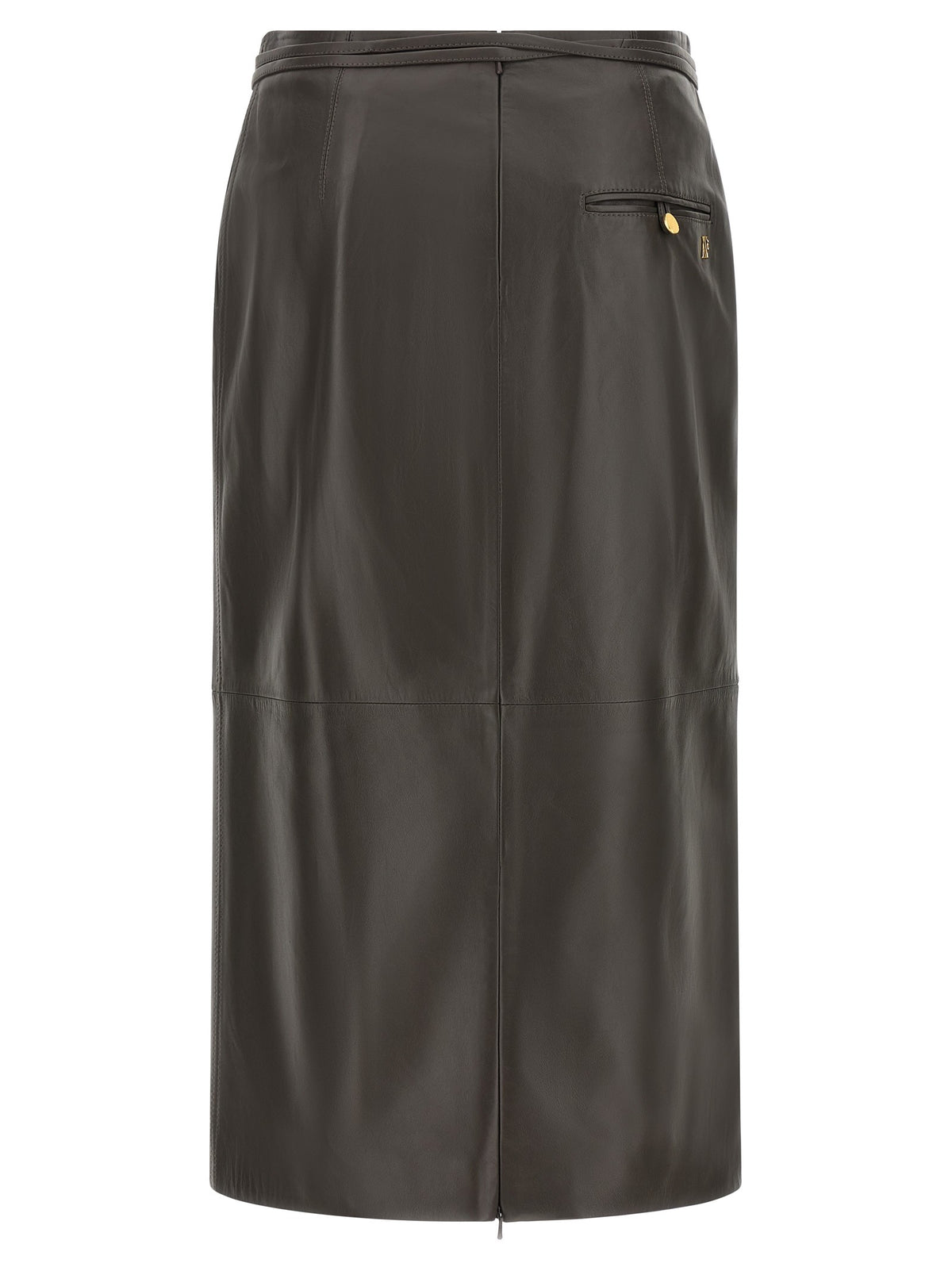 Alberta Ferretti Leather Skirt Brown