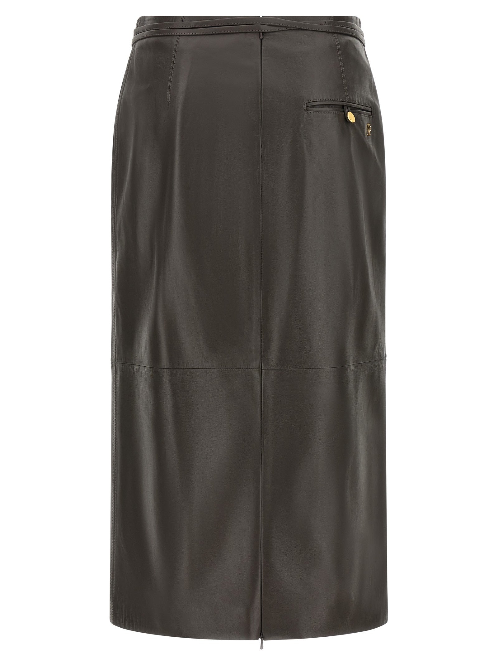 Alberta Ferretti Leather Skirt Brown