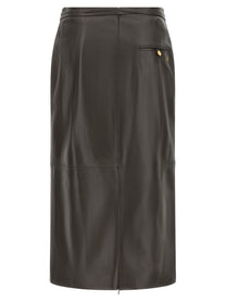 Alberta Ferretti Leather Skirt Brown