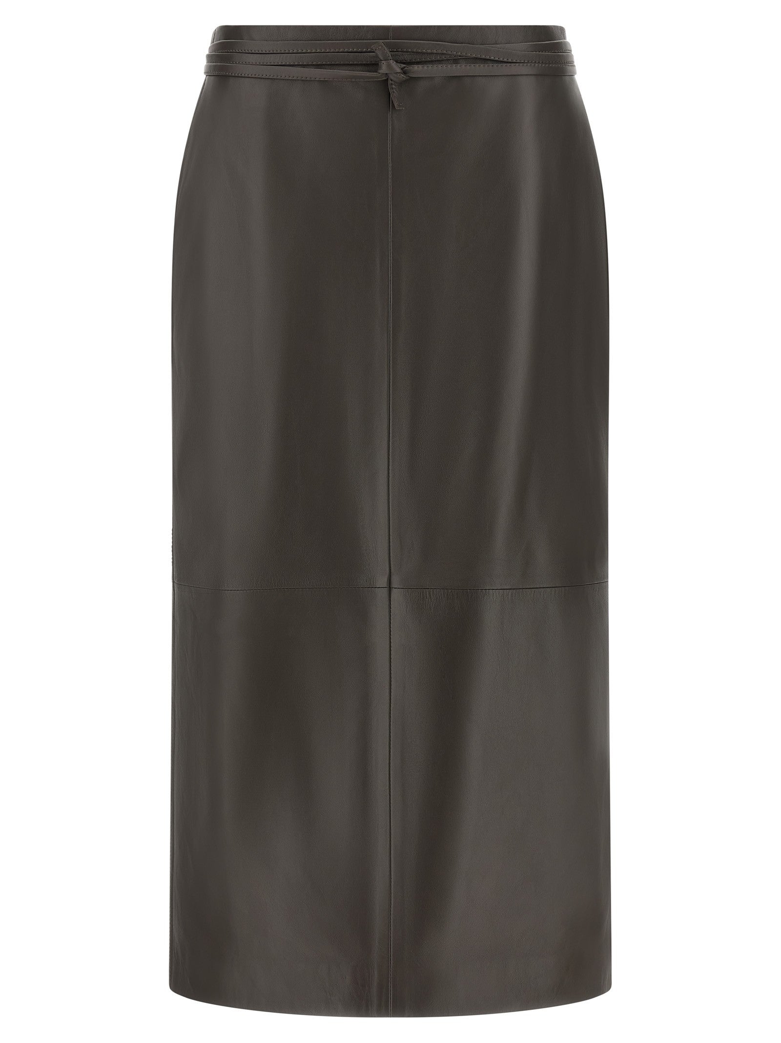 Alberta Ferretti Leather Skirt Brown