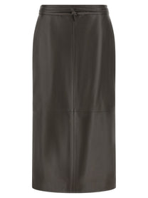 Alberta Ferretti Leather Skirt Brown
