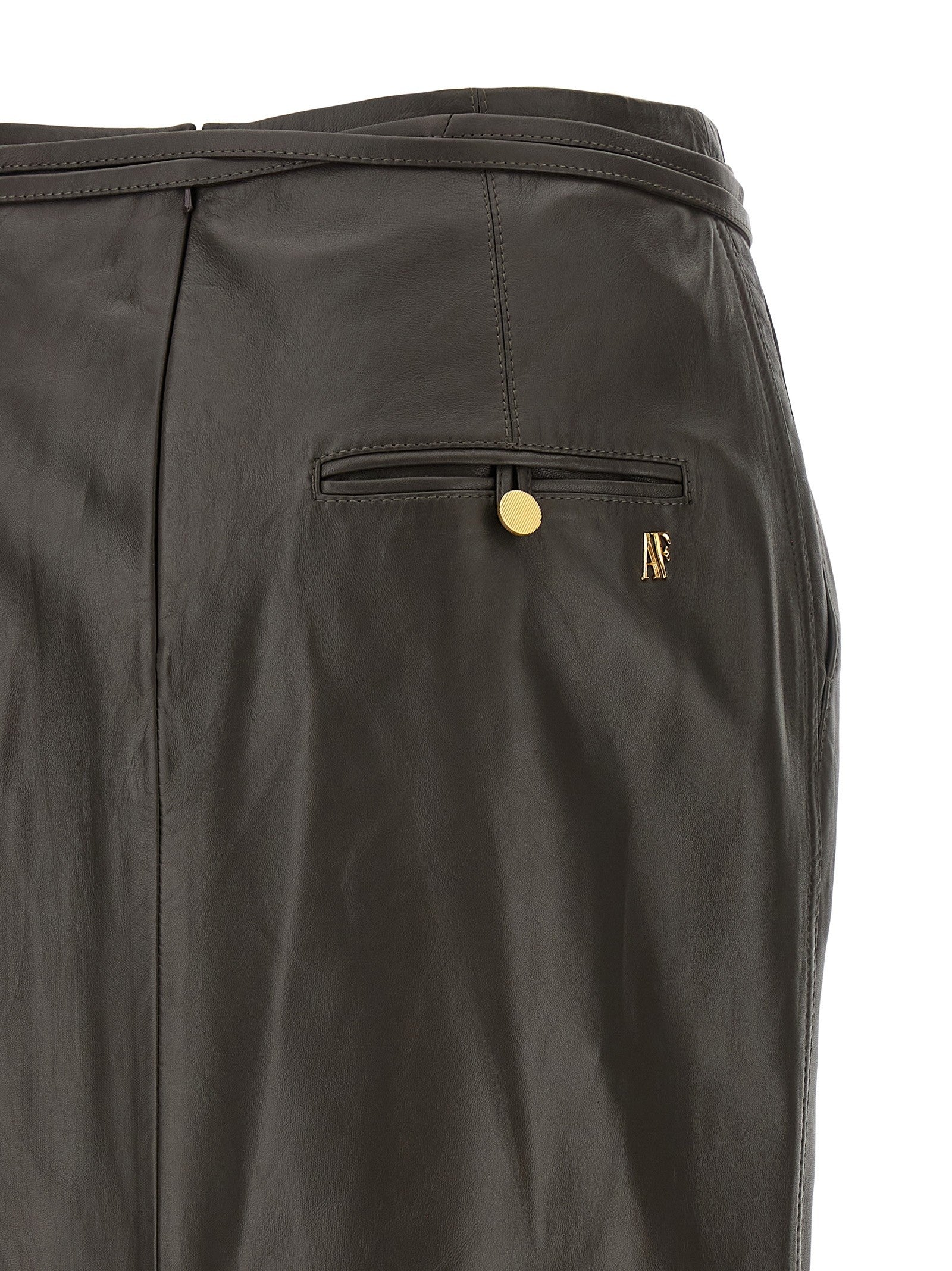 Alberta Ferretti Leather Skirt Brown