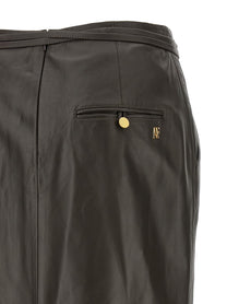 Alberta Ferretti Leather Skirt Brown