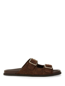 Gucci Men's Leather Slider Sandal Brown